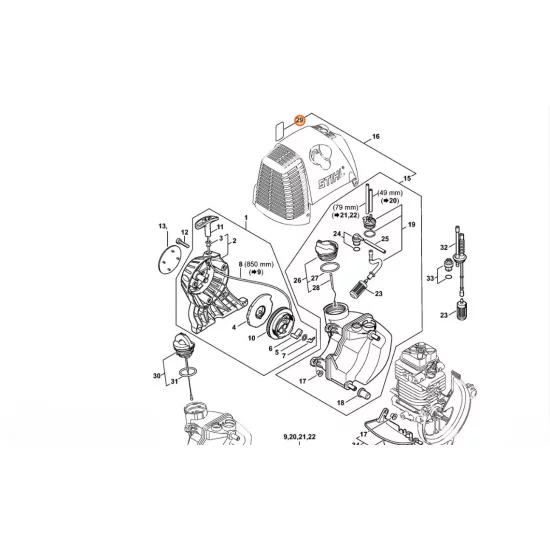 STIHL  Tabliczka informacyjna zamknięcie zbiornika paliwa 0000 967 7236